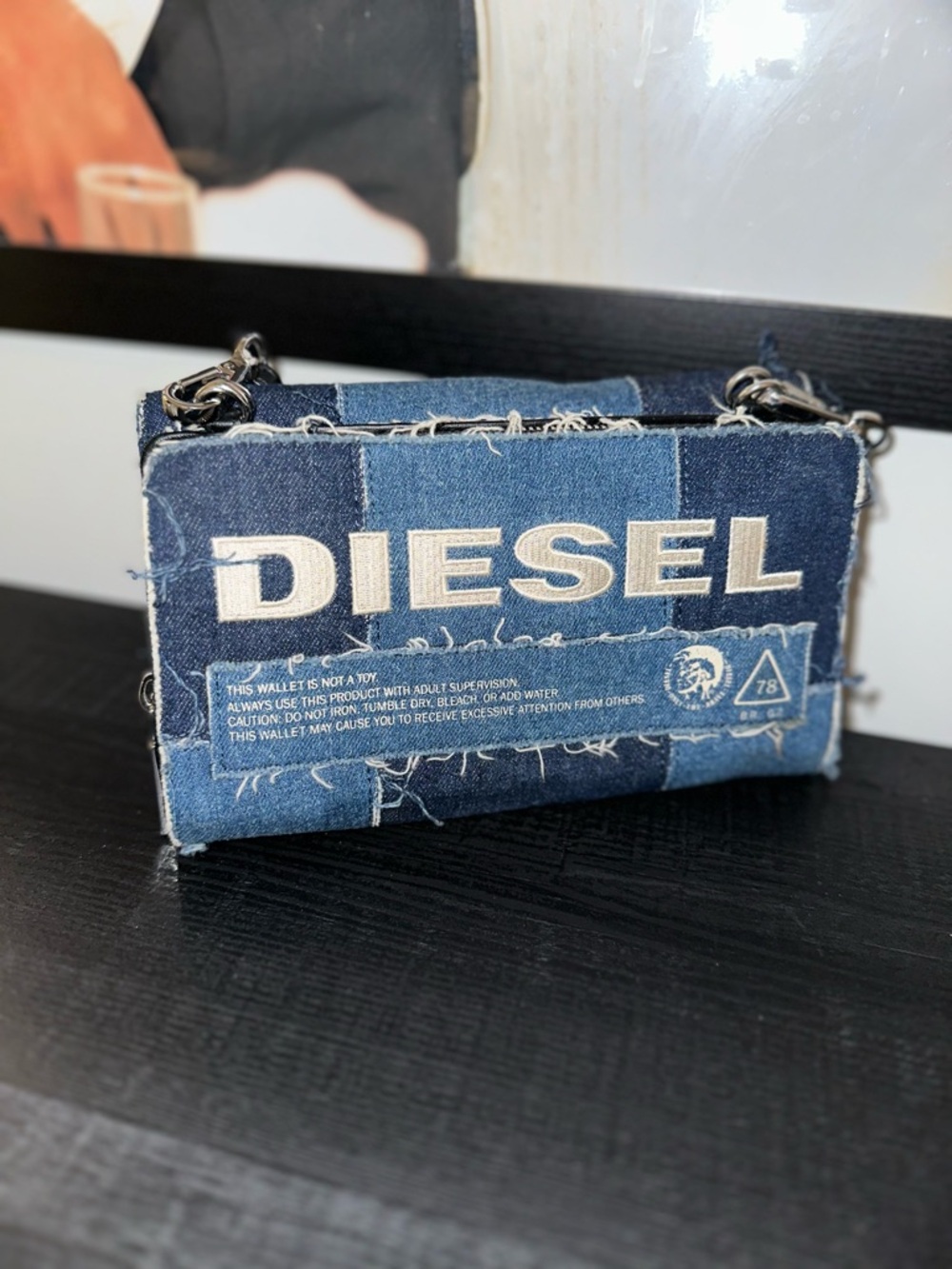 Diesel Blue Patchwork Denim Mini Shoulder Bag
